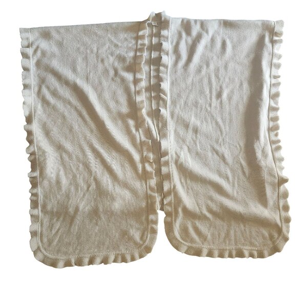 Beige Tan Angel Wrap Shawl Coverlet with Ruffle Trim 37x40 One Size Acrylic - Picture 2 of 7